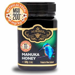 100% pure, raw Manuka honey with MGO 200+ rating, sourced from New Zealand, in a 500 gram jar.