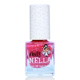 A vibrant, pink nail polish with a playful, polka dot design. This kid-friendly nail polish is odor-free and easy to peel off.