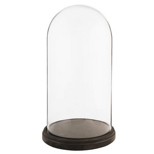 Stolp Ø 26x47 cm Zwart Hout Glazen Stolp