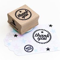 Round Stamp - "Thank You" Text - Mint Green rubber
