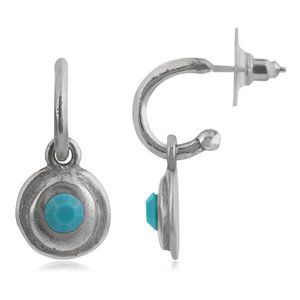 Swarovski silver turquoise hoop earring