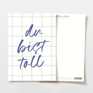 Postkarte 'du bist toll' kariert