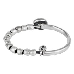 Armband aus plattiertem silbernem Leder und smaragdgrünem Harz