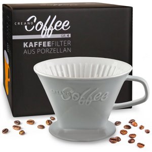 Creano porseleinen koffiefilter - filtermaat 4 voor filterzakken maat. 1x4 - Steengrijs