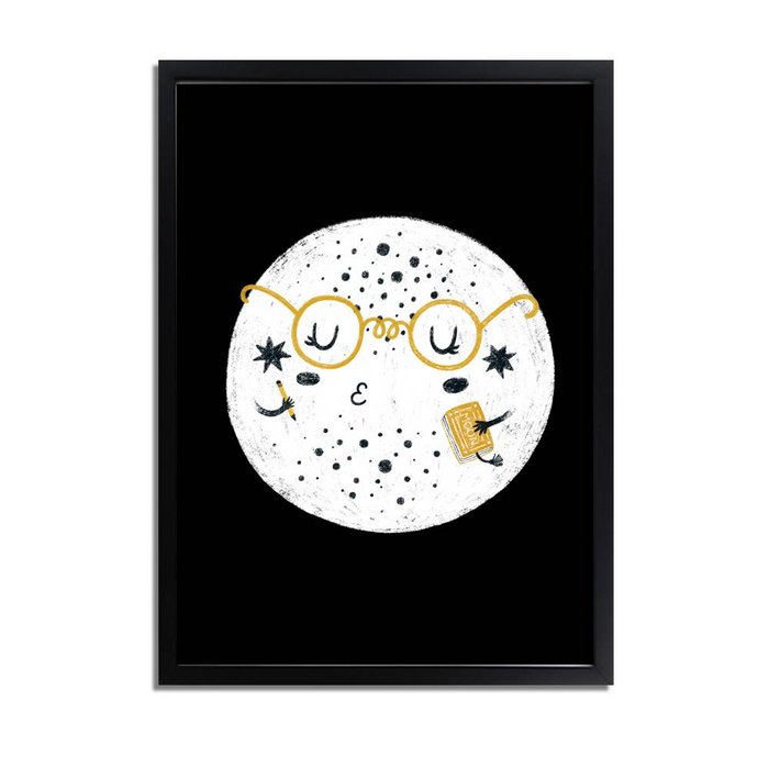 Kinderkamer poster Planeet - Planeten serie - Zwart wit geel