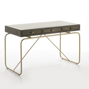 BUREAU 120X60X76 GOUD METAAL/MINDI GRIJS HOUT TH2645722