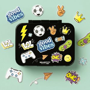 Brotdose mit Fächern, leicht & auslaufsicher - Sticker schwarz