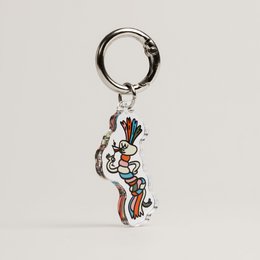  Silver dog leash with colorful cartoon character charm pendant, decorative metal chain collar accessory