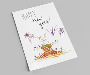 New Year's card | Yoga Pig Counts Slow Countdown | happy New Year