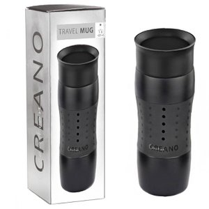 Creano Design Reismok 420 ml, Coffee to Go-mok, thermomok, geïsoleerde mok, houdt 4 uur warm/7 uur koud, 360 drinkopening | Zwart