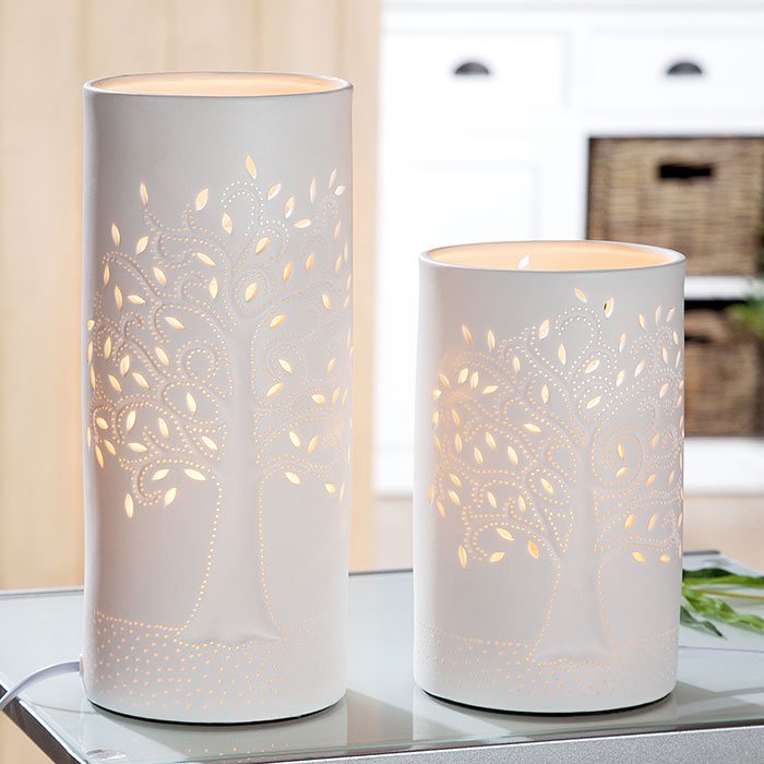Lámpara de porcelana cilindro árbol de la vida