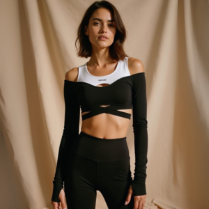 Cut Out Longsleeve "GOOD GIRL - BAD HABITS" - Schwarz/ Weiss