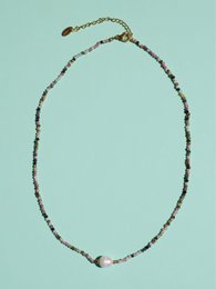 Tee - toermalijn kristal ketting met parel