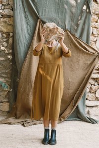 Julia Empire Dress Mustard