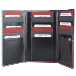 Cartera de mujer Sunsa. monedero de cuero. Cartera con protección RFID. Cartera sostenible hecha con retales de cuero. Cartera de mujer grande con muchos compartimentos para tarjetas de crédito: cartera/cartera para mujer, la mejor idea de regalo.