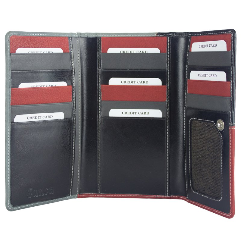 Cartera de mujer Sunsa. monedero de cuero. Cartera con protección RFID. Cartera sostenible hecha con retales de cuero. Cartera de mujer grande con muchos compartimentos para tarjetas de crédito: cartera/cartera para mujer, la mejor idea de regalo.