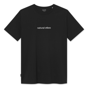 Bio T-Shirt Natural Vibes - Schwarzes T-Shirt mit gesticktem Natural Vibes Logo