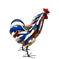 METAL EXTRA LARGE BLUE AND RED COLORFUL ROOSTER