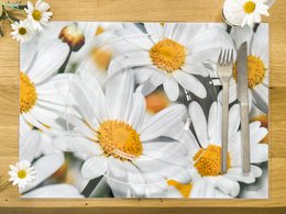 Artipics manteles individuales Margaritas Blancas 4 piezas manteles individuales lavables de plástico cada uno 42 x 30 cm manteles individuales spring fresh decoración de mesa cocina/comedor/invitados
