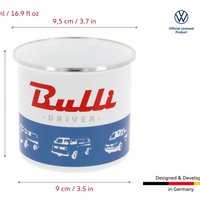 Volkswagen VW T1 Bus Enamel Mug 500ml in Gift Box - Classic Bus/Blue/White