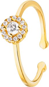 Gold-plated silver ring round attachment with zirconia