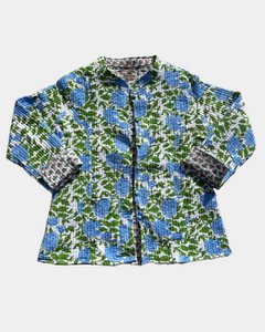 Jas met omkeerbare mouwen van gewatteerd katoen - FLEUR Blauw