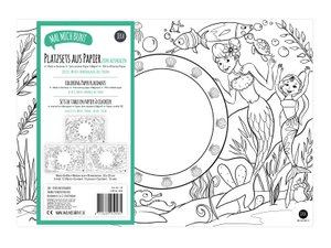 12 Platzsets zum Ausmalen Motiv-Mix Zoo, Pirat, Meerjungfrau