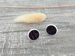Earrings - Maritime 9a - salmon leather - white/purple