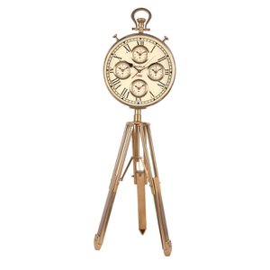 World Time Clock on Stand 100 cm - Gold