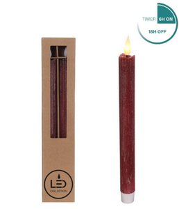 LED-Stiftkerzen-Set/2 Ø2,1 h. 25cm Burgunderrot