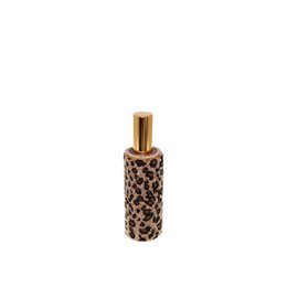  100ml leopard glass fragrance bottle with a gold cap, featuring a leopard print design.
