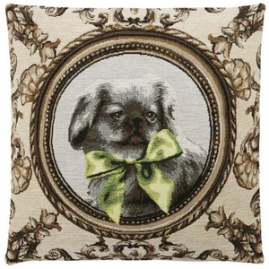 Ribbon Dogs Green  cushion cover