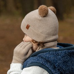 Dzianinowa czapka dziecięca z merynosów i kaszmiru
