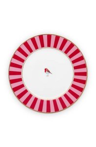 Plate Love Birds Stripes Red-Pink 17cm