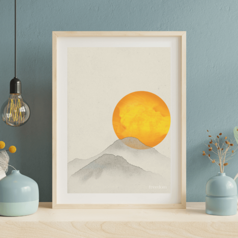 Poster Japandi Wall Art – Minimal Art in Natural Tones “Freedom”