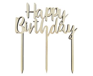 Taarttopper - Hout - Happy Birthday