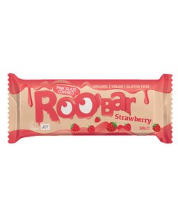 Roobar strawberry bar covered with pink glaze, organic, Roobar, 30g