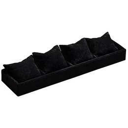 A black jewelry box with 4 pillows for storing and displaying jewelry. The box has a sleek, modern design and is made of durable materials.