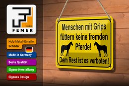 Tin sign note 18x12cm do not feed strange horses decoration