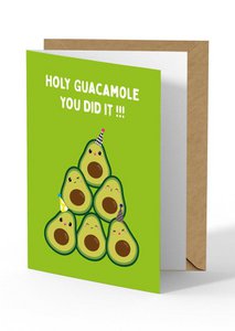 Grußkarte Avocado Holy Guacamole du hast es geschafft