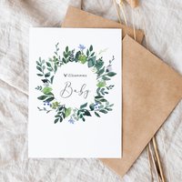 Gevouwen kaart "Bladerenkrans Welkom Baby" | geboorte