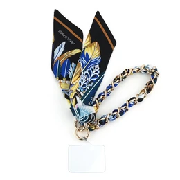  Universal telephone cord in cobalt blue color with intricate floral and geometric patterns. Durable and stylish phone holder accessory.
