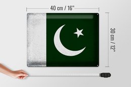 Tin Sign Flag Pakistan 40x30cm Flag Pakistan Vintage