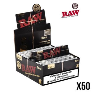 Vloei, 50 stuks, King Size, Zwart, RAW