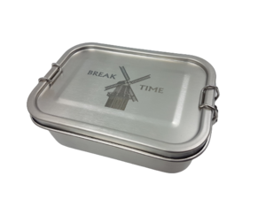 Brotdose "Piet", lunch box, Edelstahl, dicht, 800ml, Motiv break time