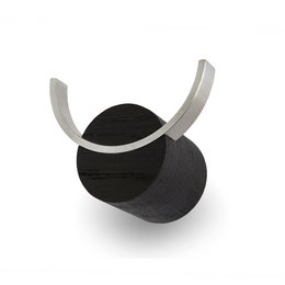 Black and silver wall hook in the shape of deer antlers, suitable for hanging towels or other items in a bathroom or entryway.