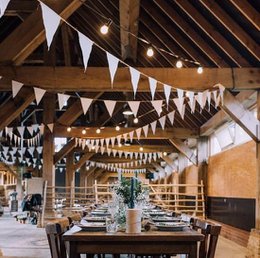 Cotton flags - 10 meter flag line for party bunting. White cotton material, durable construction, suitable for indoor and outdoor use.