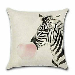 Zebra-patterned cushion cover with a pop of pink, perfect for adding a touch of whimsy to any room.