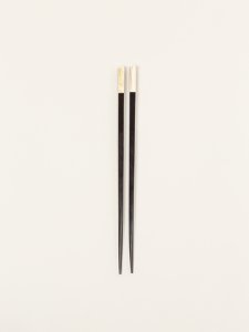 Set mit 6 Paar Essstäbchen aus Ebenholz und Knochen