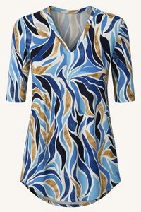 Stella Fiora Tunic Blue Print-Three-quarters sleeves-Travel quality-5 sizes per set (S-XXL)